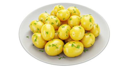 Isolated Boiled Potatoes with Dill