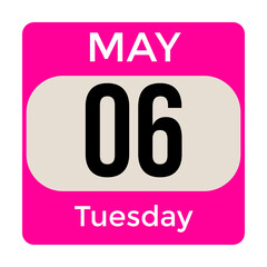 
06 may, Tuesday , Date template , Useful design for calendar or event promotion