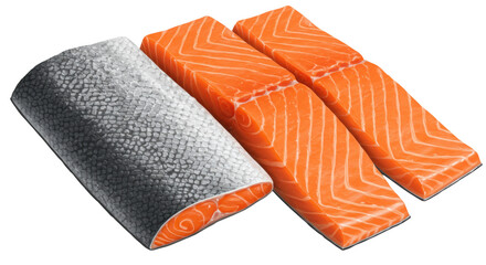 Isolated raw salmon fillets