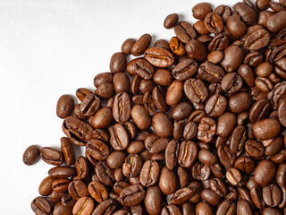 Fragrant freshly roasted coffee beans close-up