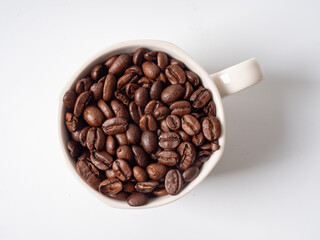 Fragrant freshly roasted coffee beans close-up