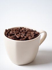 Fragrant freshly roasted coffee beans close-up