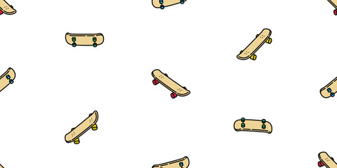 skateboard seamless pattern dack skating vector extreme sport cartoon rgb scarf isolated tile background gift wrap paper repeat wallpaper illustration design