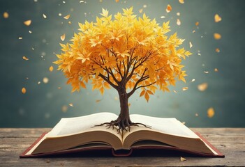 Knowledge and Economic Growth Illustrated by a Tree Growing from a Book