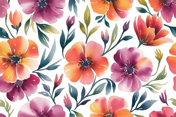 Watercolor floral seamless pattern background