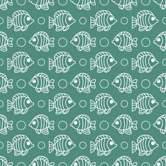 Fish under water seamless vector pattern for fabric design, wallpaper, wraping paper.