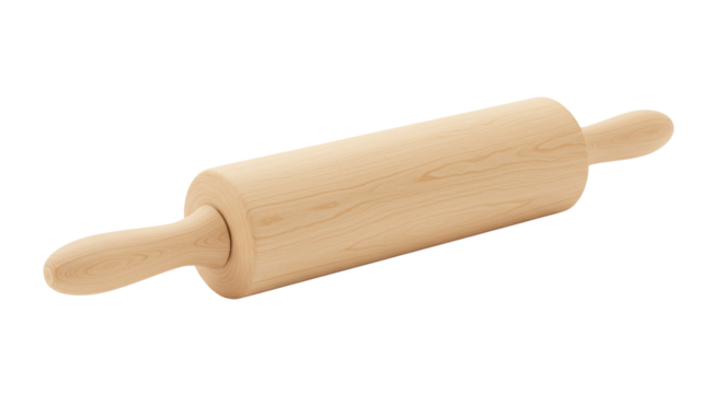 Isolated Wooden Rolling Pin