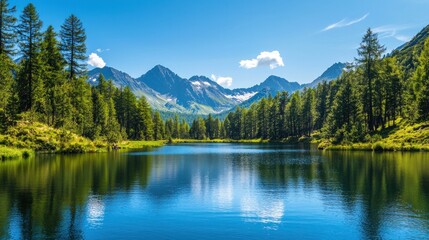 Fototapeta premium Summer serenity scenic landscape photography of majestic mountains and tranquil lake reflections