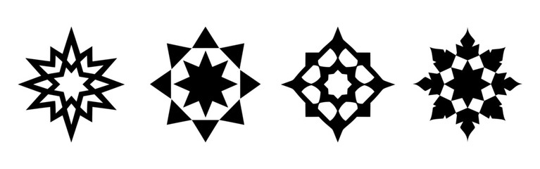 Obraz premium Geometric star shapes pattern, isolated element set vector