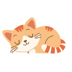 Cute little cat is sleeping. Vector in flat style