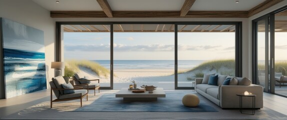 Fototapeta premium serene living room oasis with stylish furniture and artwork