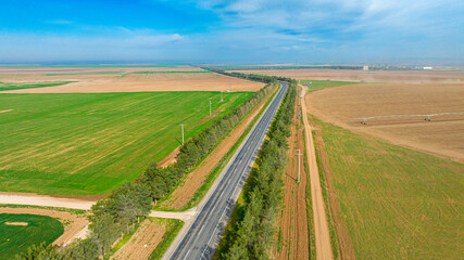 City Road Passing Through Fertile Farmlands Sanliurfa Turkey