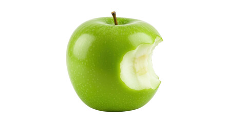 Isolated Green Apple with Bite Mark
