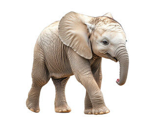 Obraz premium Young elephant walking gracefully in natural habitat on a transparent background, cut out