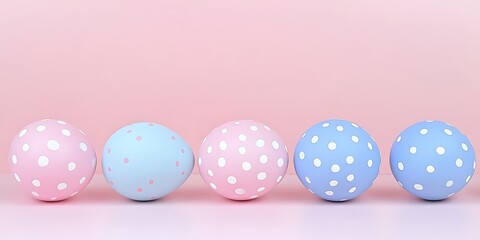 Obraz premium Pastel Easter Eggs Row Pink Background