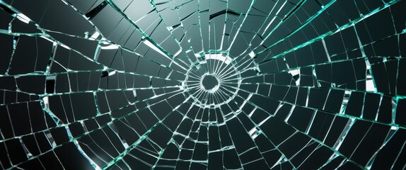 Fototapeta premium captivating close-up of broken glass window with hole