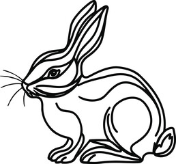 Stylized Rabbit Illustration with Clean Black Lines.eps