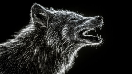Obraz premium fierce wolf howling in striking line art style
