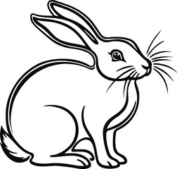 Minimal Rabbit Drawing Bold Black Strokes on White.eps