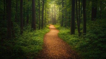 Obraz premium Enchanted Forest Path: A Journey Through Nature's Embrace