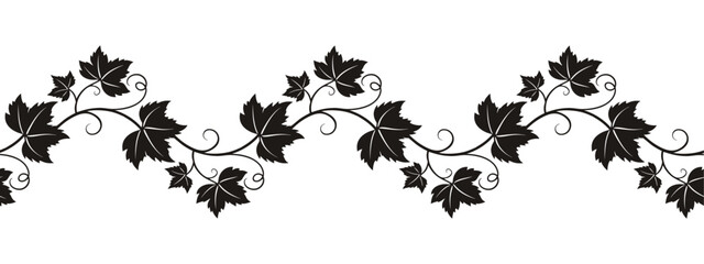 Elegant ornament grapevine. Seamless brush, pattern, isolated on white background. © MarhaRyta