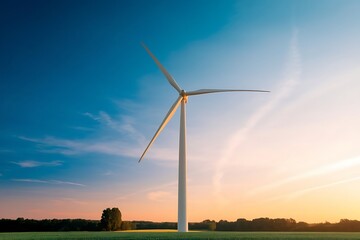 Wind turbine with a blue sky