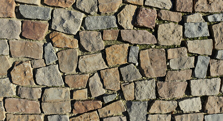 Fototapeta premium Cobblestone Pavement Texture Irregular Stone Blocks Background