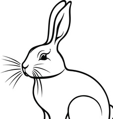 Bold Line Art Rabbit on a White Background.eps