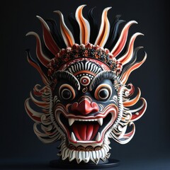 Exquisite Traditional Mask with Vibrant Colors and Intricate Design