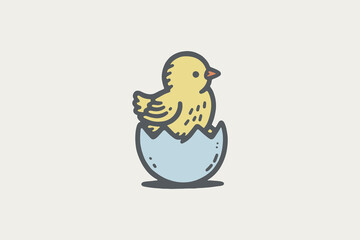Hand-drawn of a baby chick hatching from an egg © Victoria
