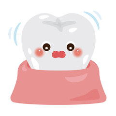 グラグラする歯のキャラクターイラスト