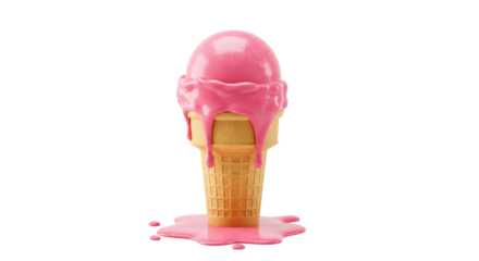 Isolated Melting Ice Cream Cone