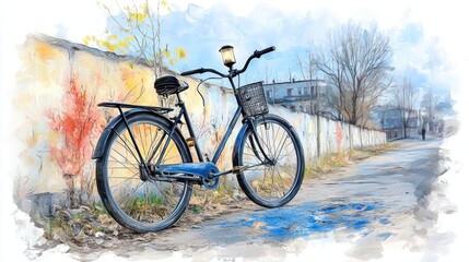 Fototapeta premium Vintage 1930s Bicycle Lantern in Cozy Setting with Soft Lighting and Sepia-Tone Oil Painting Aesthetic