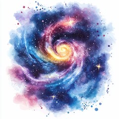 Fototapeta premium Vibrant Watercolor Spiral Galaxy Painting