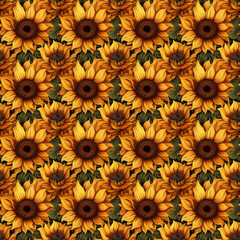 Large scale photorealistic sunflowers textile pattern