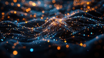 Naklejka premium Highly Detailed 3D Scene of Glowing Neurons with Vibrant Colors and Complex Patterns in a Gigapixel Format