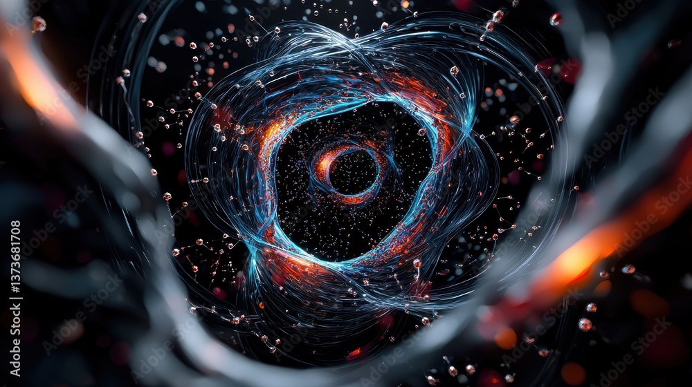 Poster mesmerizing 3d view of chromosomes in a dynamic abstract environment with fluid and particle motion