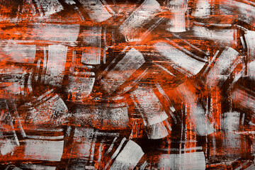 
art background in orange brown with white brush strokes