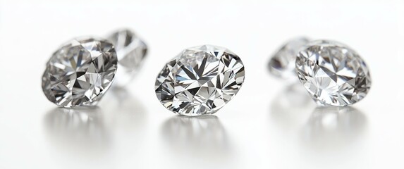 sparkling round-cut diamonds placed on clean white background for luxury and jewelry visuals