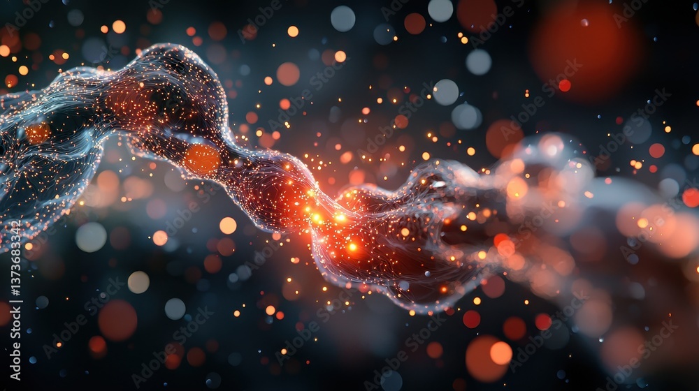 Poster artistic 3d illustration of neural pathways with vibrant colors and dynamic patterns in a futuristic