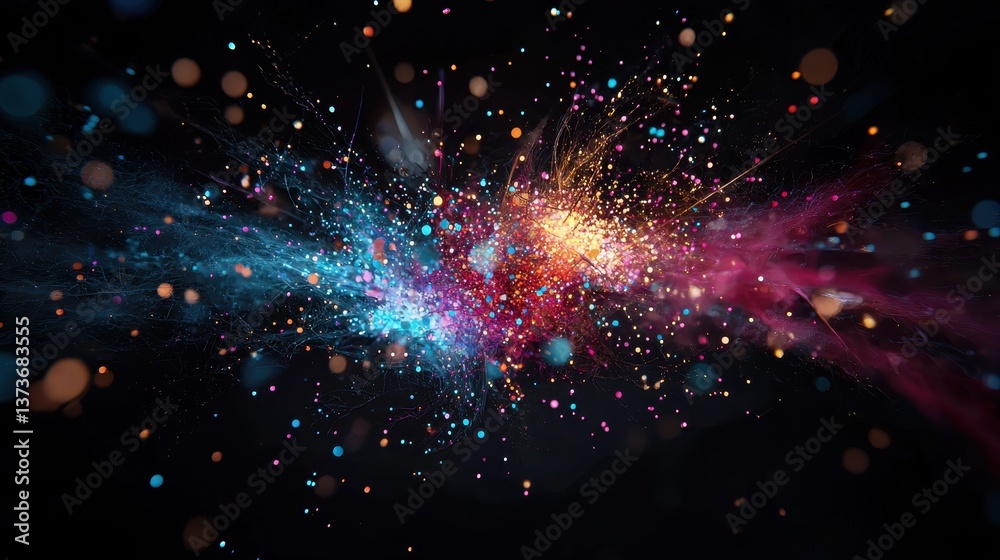 Poster elegant 3d rendering of neurons firing in complex and colorful patterns of light and energy