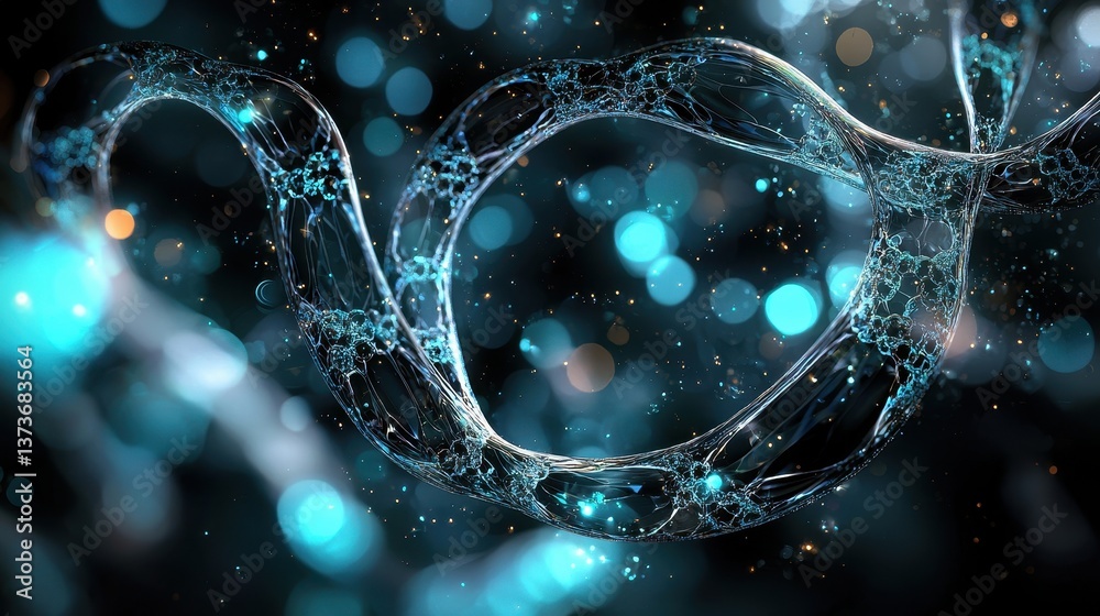 Poster elegant visualization of chromosomes under high magnification with abstract background and dynamic c