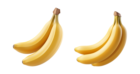 3d illustration set of a bunch banana isolated on on transparent background,png for poster banner cover design