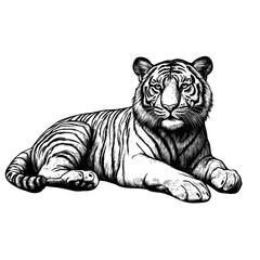Obraz premium Tiger art wildlife drawing vector