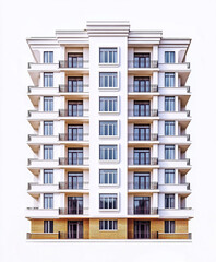 Obraz premium modern condominium building with balconies on white background