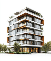 modern condominium building with large windows and balconies