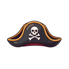 simple cartoon pirate black hat vector illustration transparent background isolated