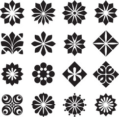 Flower vector icon set. Floral design elements isolated on white background.