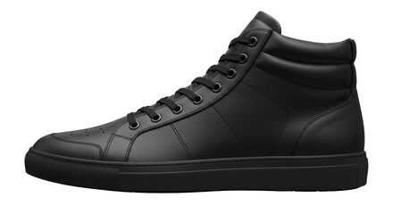 Isolated Black High-Top Sneaker