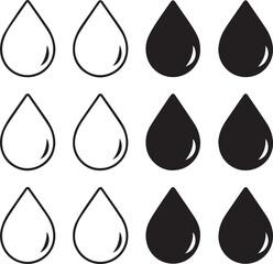 Set of water drops with clean and shiny reflections in a vector illustration design